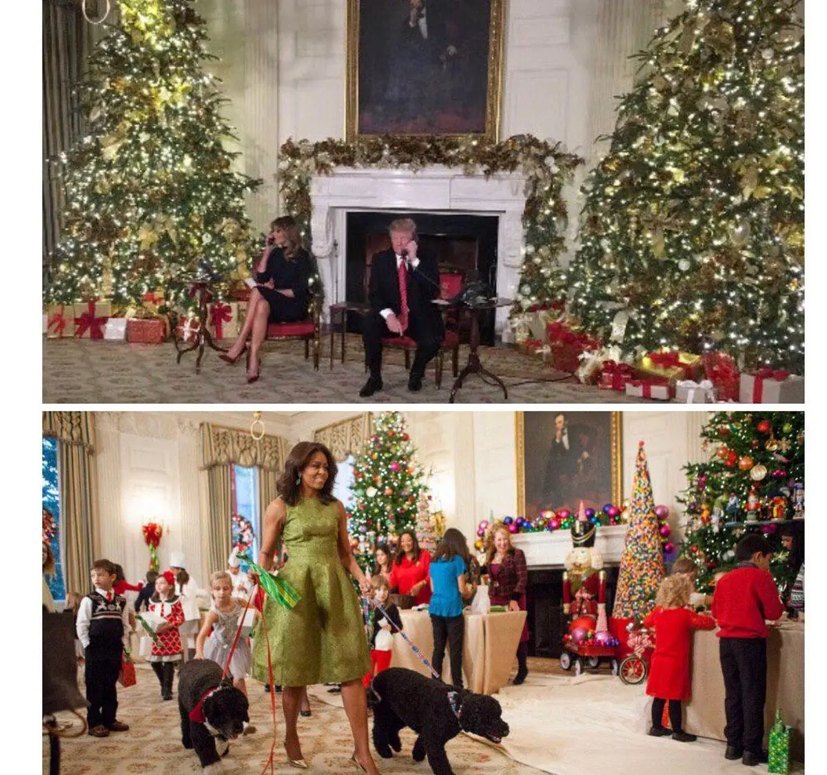 عکس/ کریسمس در کاخ سفید در دولت‌های باراک اوباما و دونالد ترامپ !