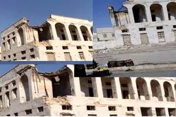 ریزش بخشی از ساختمان تاریخی گمرک شهر ديّر در پی زلزله امروز/عکس