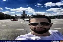 سلفی محسن افشانی پس از خروج از ایران/عکس