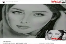 نقاشی چهره ی سارا منجزی پور توسط هوادارانش /عکس