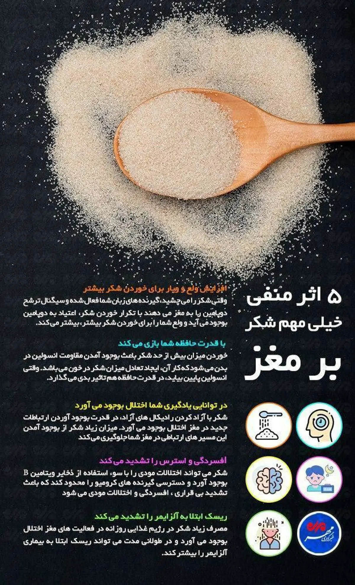 آثار زيانبار خوردن شكر + اينفوگرافي