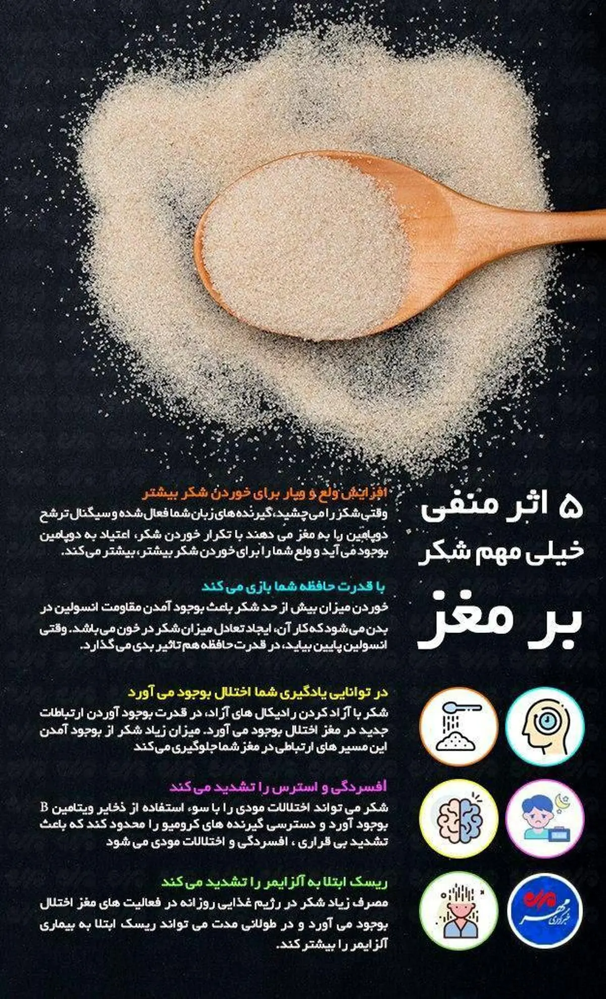 آثار زيانبار خوردن شكر + اينفوگرافي
