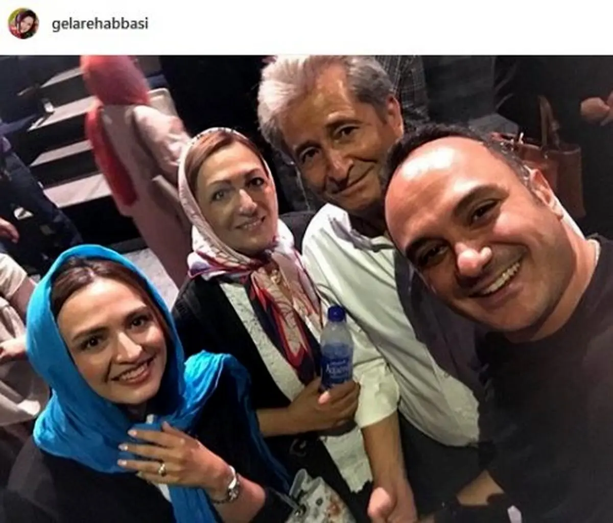 گلاره عباسی و پدر و مادرش در کنار احسان کرمی/عکس