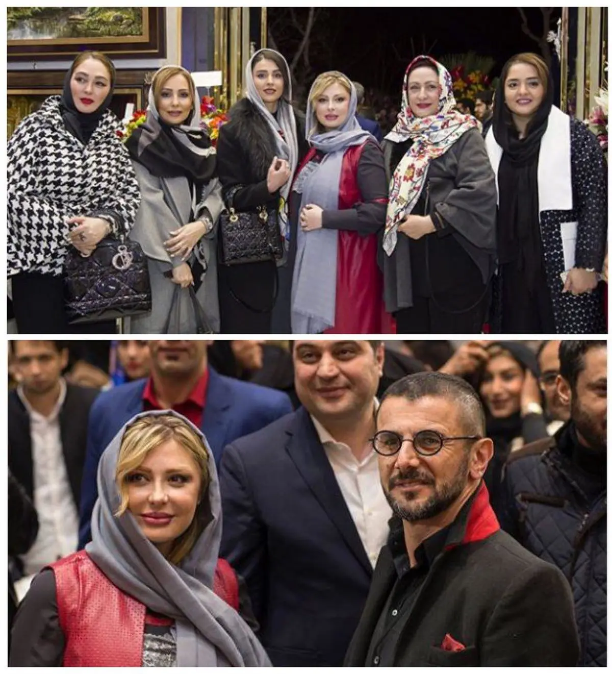 تصویری ازحضور هنرمندان در مراسم افتتاحيه گالرى نقره همسر نيوشا ضيغمى