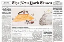 عکس: نقاشی کودک یمنی، عکس جلد روزنامه نیویورک تایمز