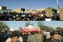 تابوت گل باران شهید محسن حججی بر دستان مردم نجف آباد/عکس