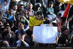 حاشیه‌های تصویری تجمع دانشجویان بسیجی مقابل سفارت عربستان