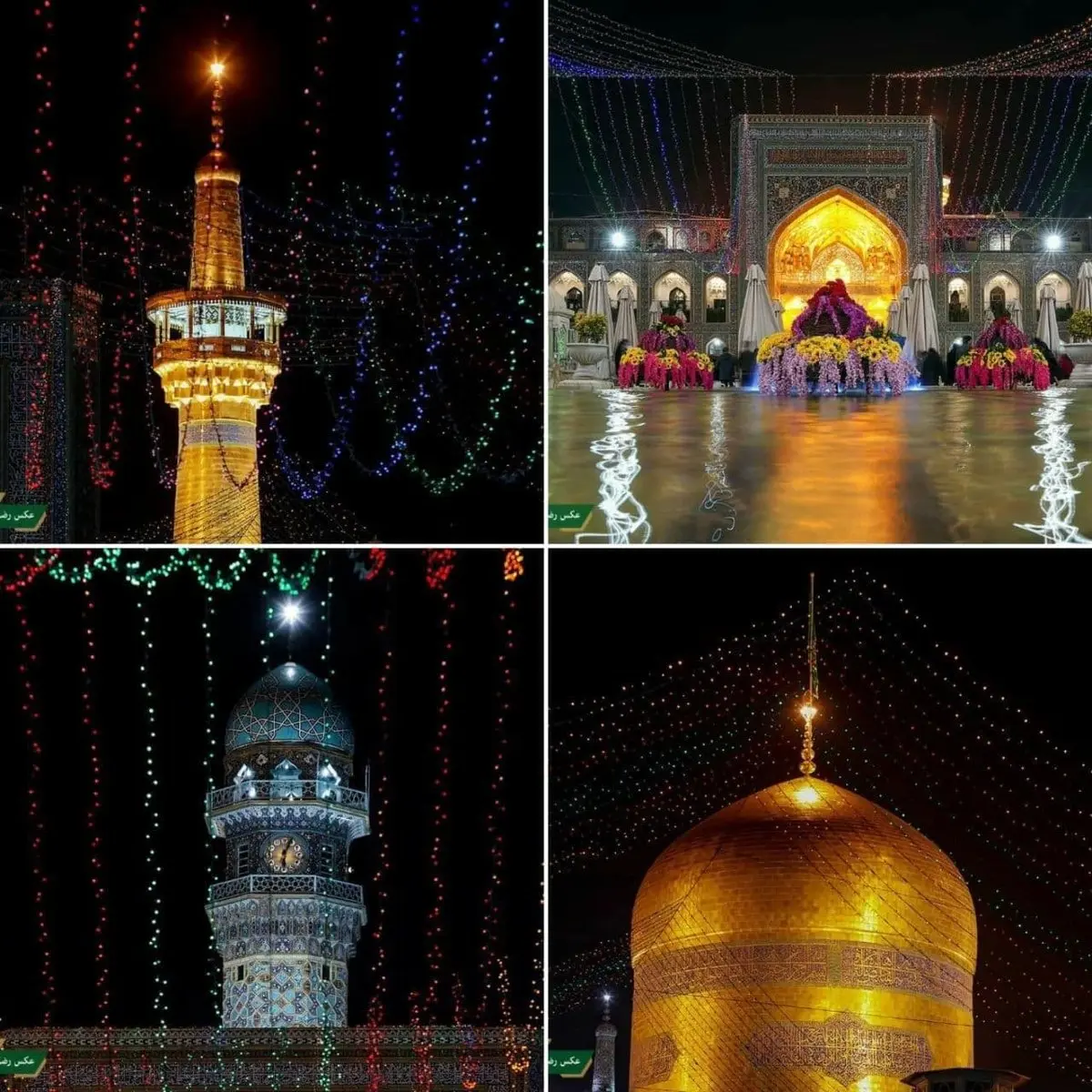 عکس زیبای حال و هوای حرم امام رضا (ع) در شب میلاد امام حسن عسکری (ع)