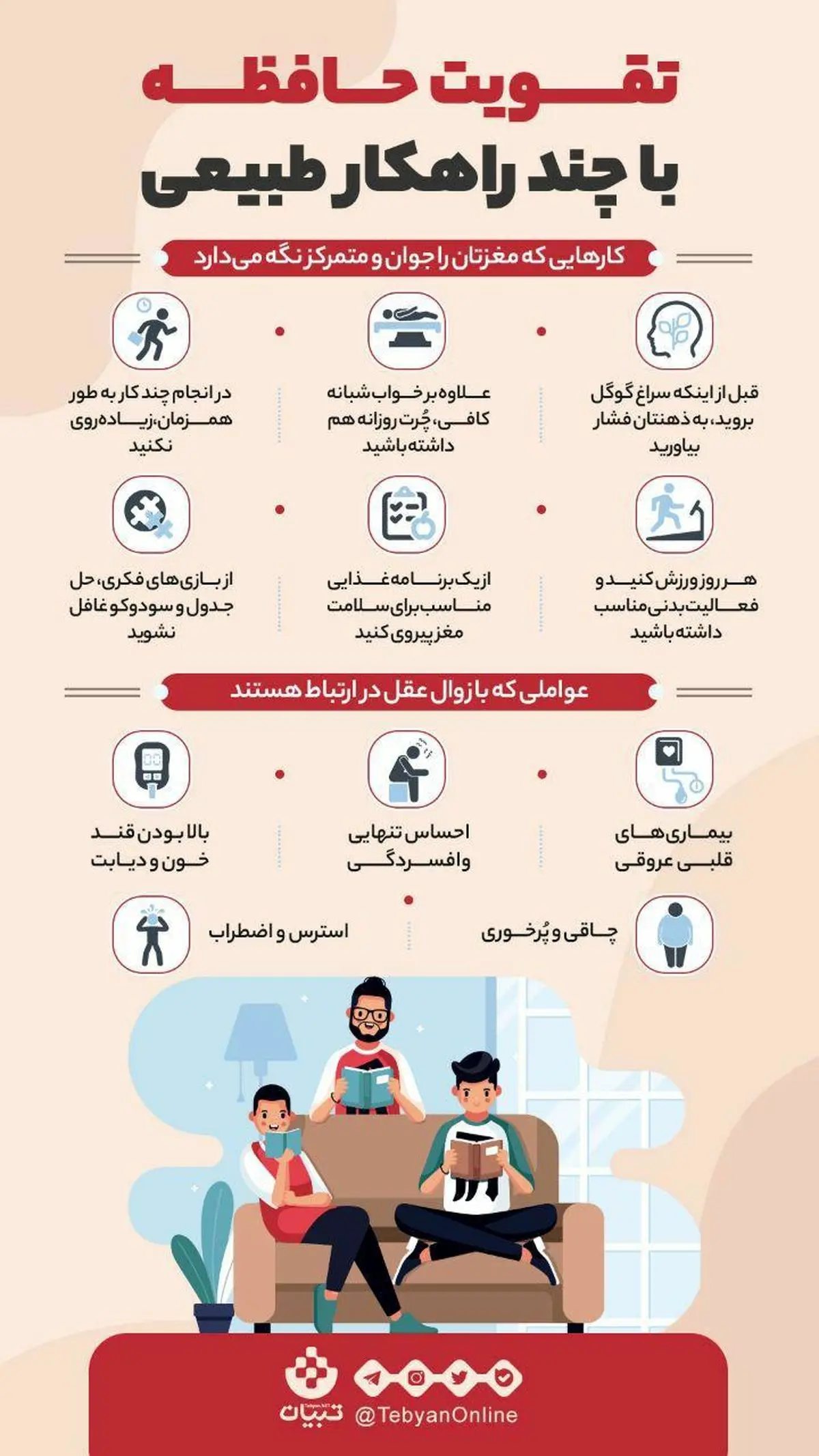 روش های طبیعی برای تقویت حافظه + اینفوگرافی