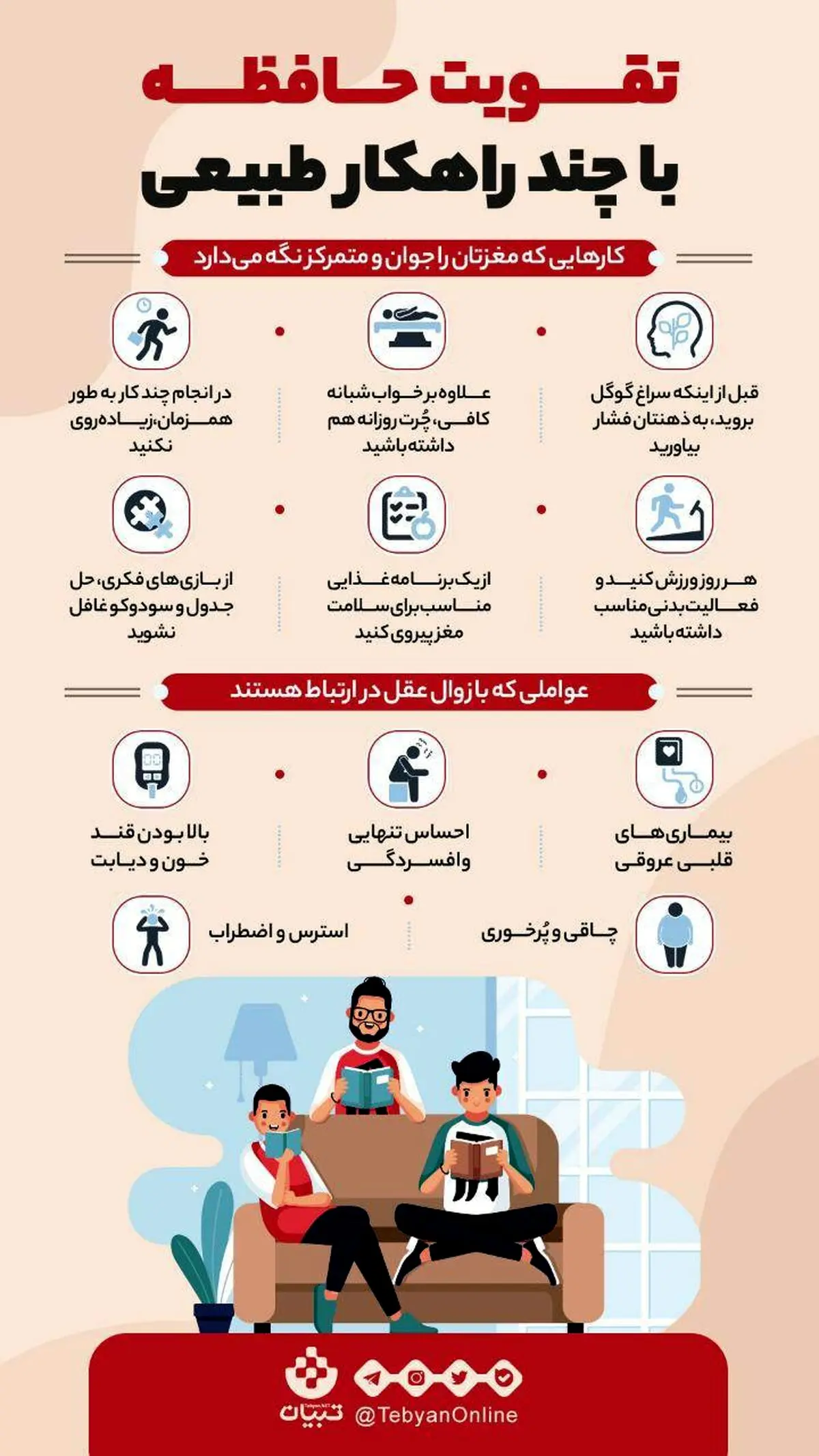روش های طبیعی برای تقویت حافظه + اینفوگرافی