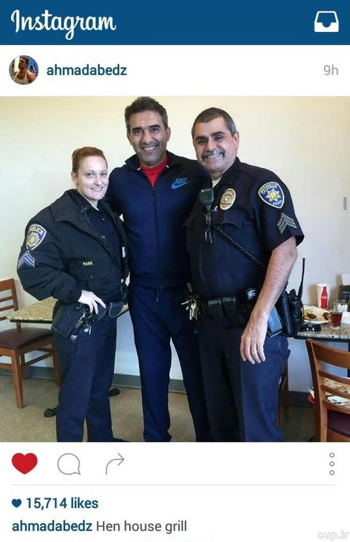 عکس/ عابدزاده در کنار پلیس زن آمریکایی