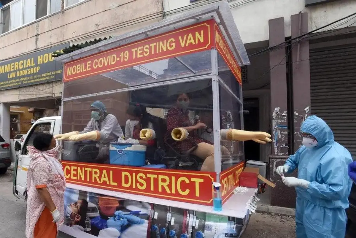 مدل جدیدی از محل تست کرونا در دهلی هندوستان + عکس