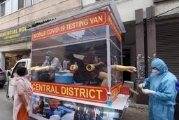 مدل جدیدی از محل تست کرونا در دهلی هندوستان + عکس