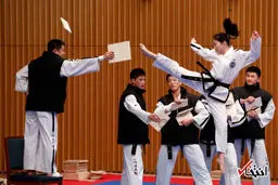 تصاویری از تمرین مشترک تیم‌های تکواندوی کره شمالی و کره جنوبی