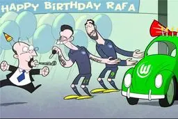 هدیه تولد بازیکنان ناپولی به رافا بنیتس+ کاریکاتور