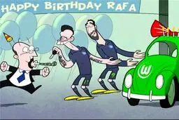هدیه تولد بازیکنان ناپولی به رافا بنیتس+ کاریکاتور