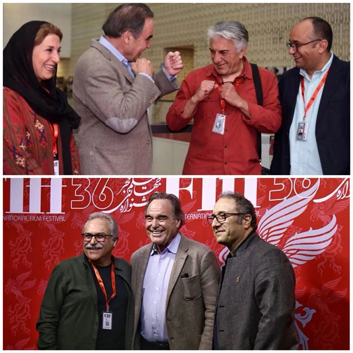 تصویری از بوکس اولیور استون و رضا کیانیان در جشنواره جهانی فجر