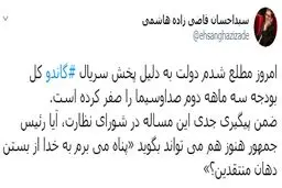 صفر شدن بودجه 3ماهه دوم صداوسیما توسط دولت به دلیل پخش گاندو! + توئیت
