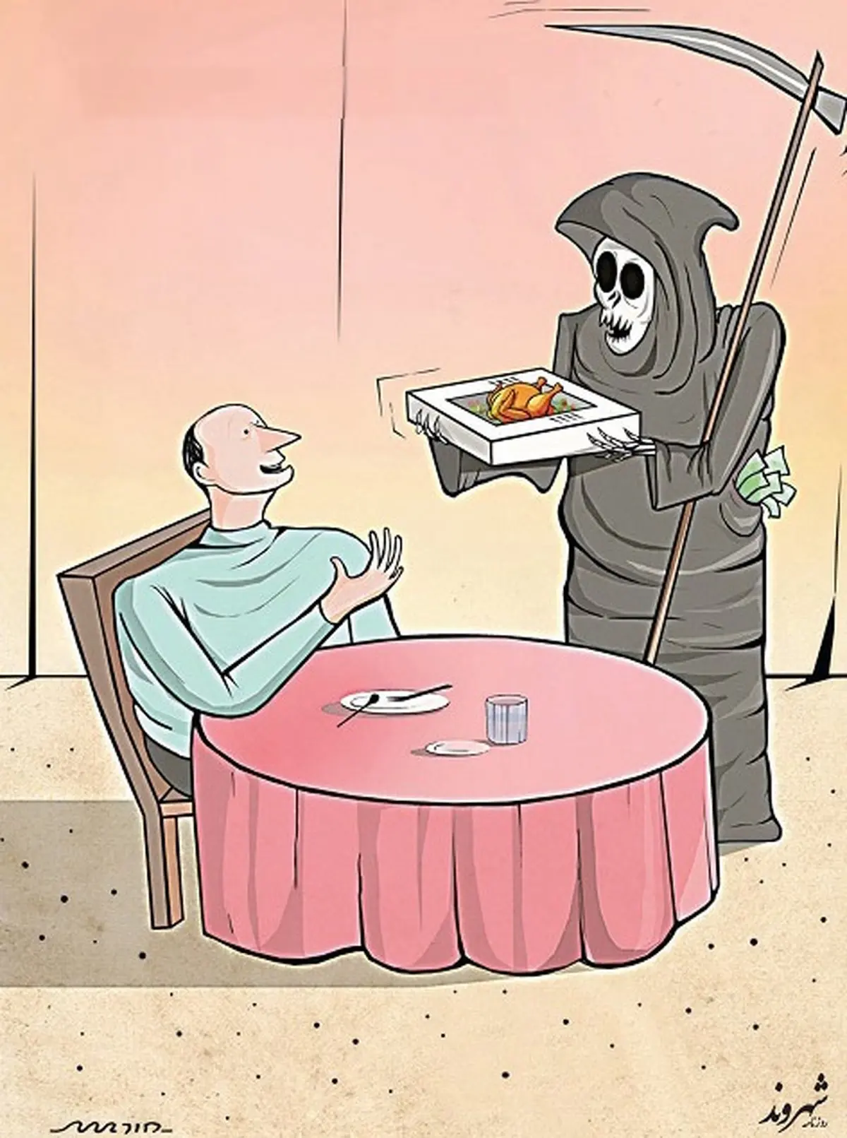 بفرمایید مرغ غیر بهداشتی/ کاریکاتور