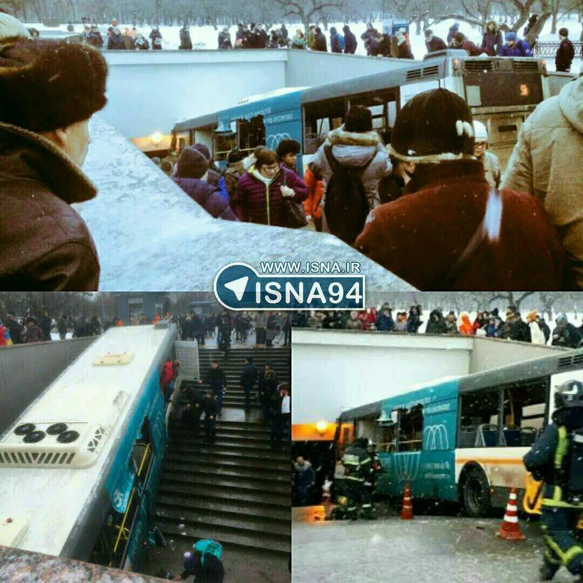 تصویری از ورود اتوبوس به زیرگذر مترو در مسکو