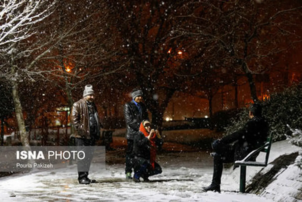 تصاویری زیبا از شب برفی در همدان