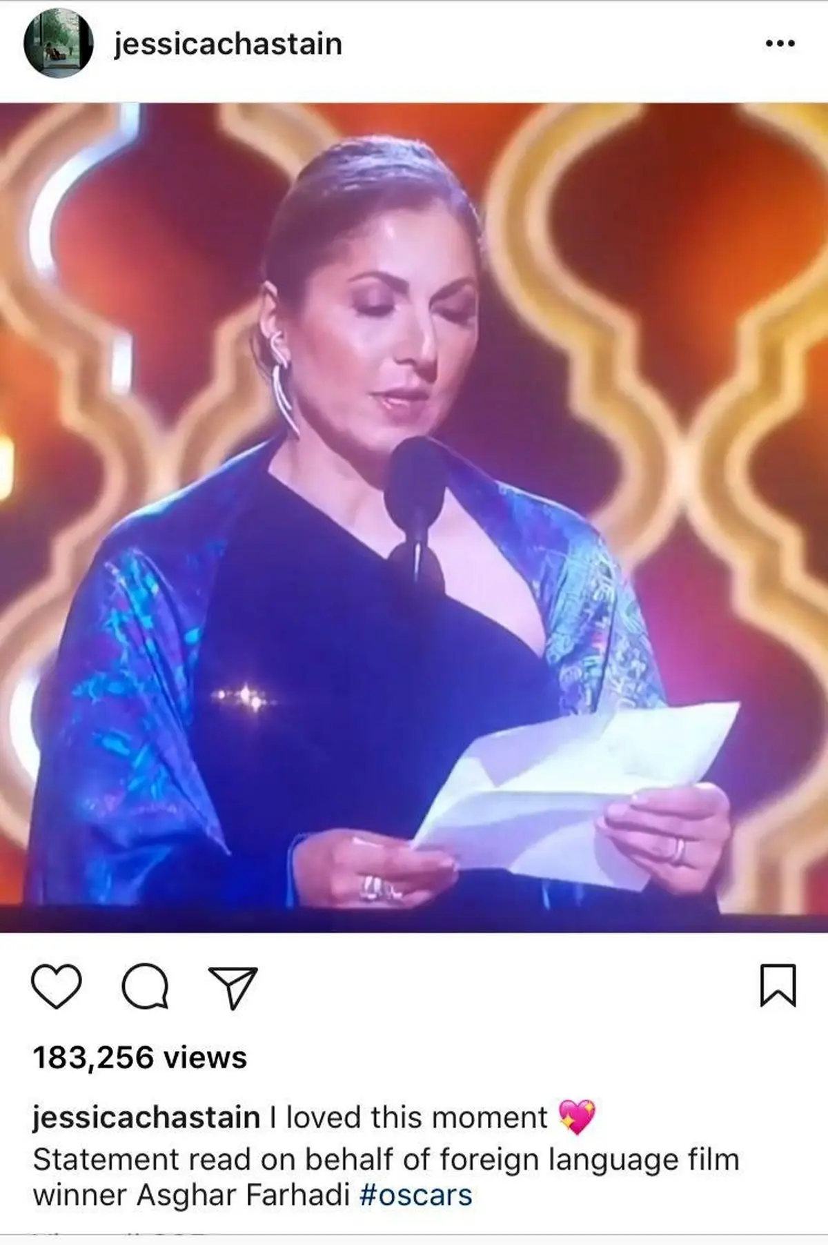 نظر بازیگر زن هالیوود درباره مراسم اسکار/ عاشق لحظه‌ای هستم که متن اصغر فرهادی خوانده شد/ عکس