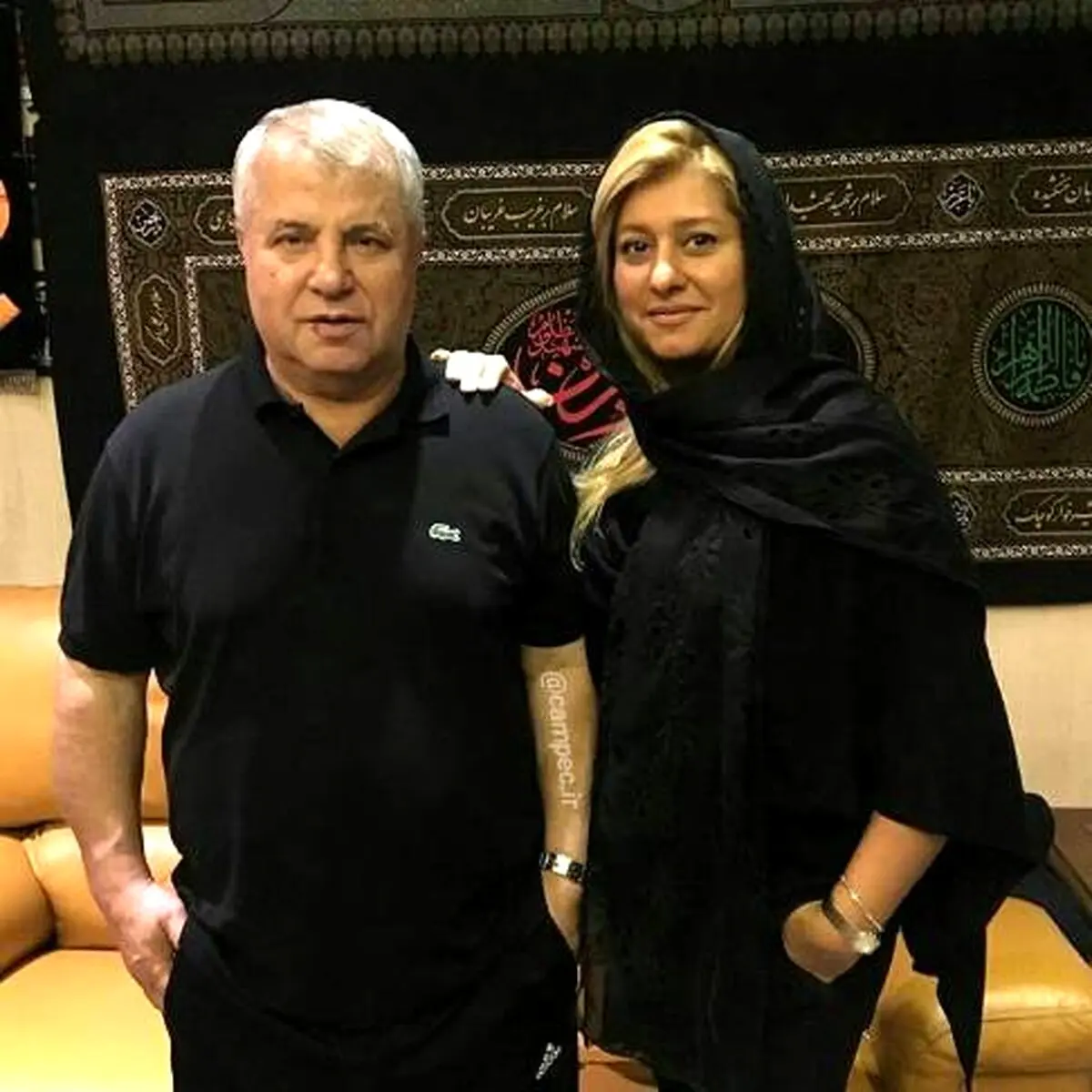 دختر علی پروین در کنار پدرش در محرم! عکس