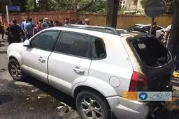 خودروی امین زندگانی در آتش سوخت/عکس