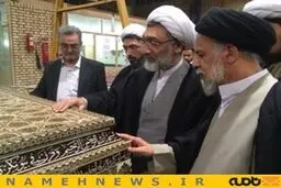 تصاویر بازدید وزیر دادگستری از مراحل ساخت ضریح حرمین عسگریین