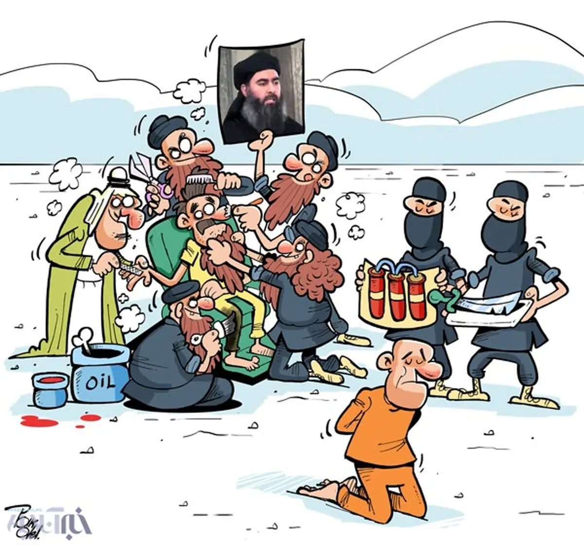 داعش در حال بزک کردن رهبر جدید!/کاریکاتور