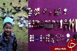 دوستی عجیب دختر بچه با کلاغ ها +عکس