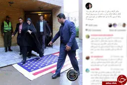 واکنش ابتکار به عبور از روی پرچم آمریکا +عکس