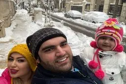 سلفی برفی قوی‌ترین مرد جهان به همراه همسر و دخترش