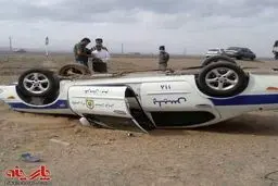 عکس:واژگونی خودروی پلیس راه/جاده بم-کرمان