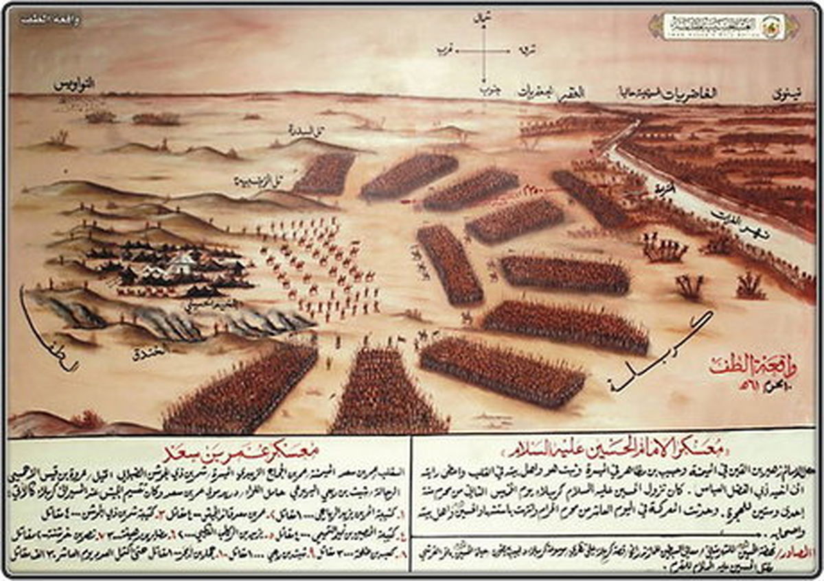 آرایش یاران امام حسین و سپاه عمر بن سعد/ عکس