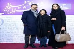 تصویری از پیمان معادی و دخنرش در جشنواره فیلم فجر