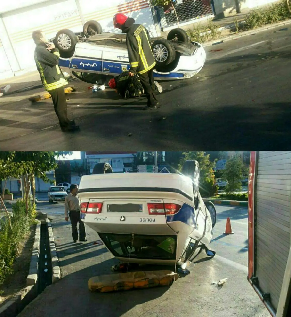 واژگونی خودروی پلیس در مشهد!/عکس