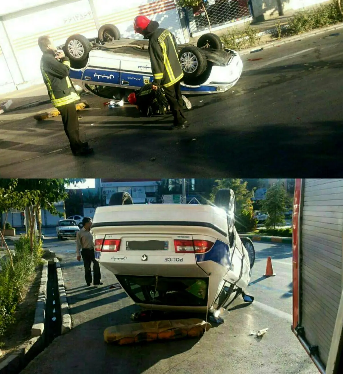 واژگونی خودروی پلیس در مشهد!/عکس