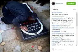 بوسه سردارسلیمانی برمقبره شهید/عکس