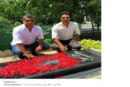 فرهاد مجیدی بر سرمزار ناصر حجازی+ عکس