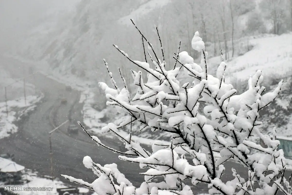 تصاویری زیبا از گردنه حیران در یک روز برفی