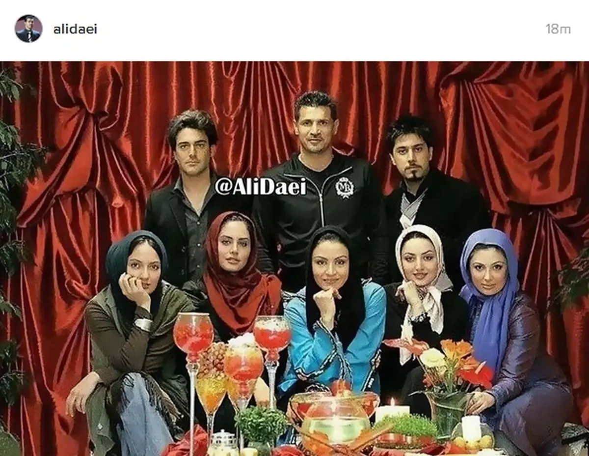 عکس قدیمی از علی دایی، محمدرضا گلزار، نیوشا ضیغمی و الناز شاکردوست