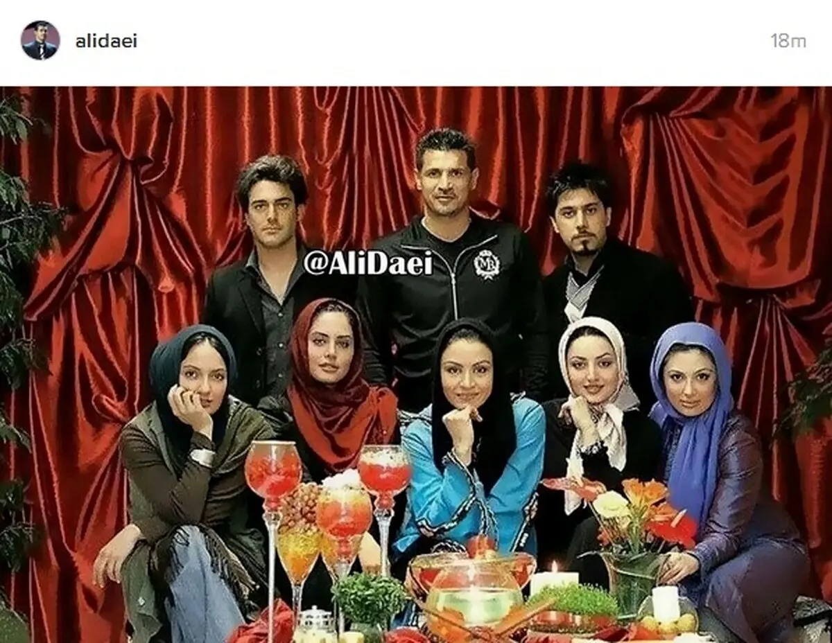 عکس قدیمی از علی دایی، محمدرضا گلزار، نیوشا ضیغمی و الناز شاکردوست