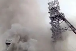 مفقود شدن 9نفر در حادثه آتش سوزی معدن/ تصاویر