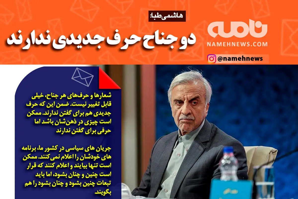 فوتوتیتر/ هاشمی طبا: دوجناح حرف جدیدی ندارند