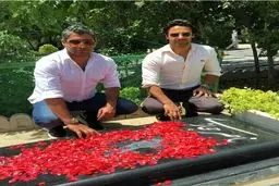 مجیدی بر سر مزار حجازی/ عکس