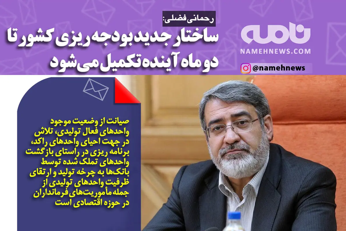 فوتوتیتر/ رحمانی فضلی: ساختار جدید بودجه ریزی کشور تا دو ماه آینده تکمیل می‌شود