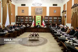 جلسه مجمع تشخیص مصلحت با حضور احمدی‌نژاد، قالیباف، عارف، جنتی و رئیسی/تصاویر