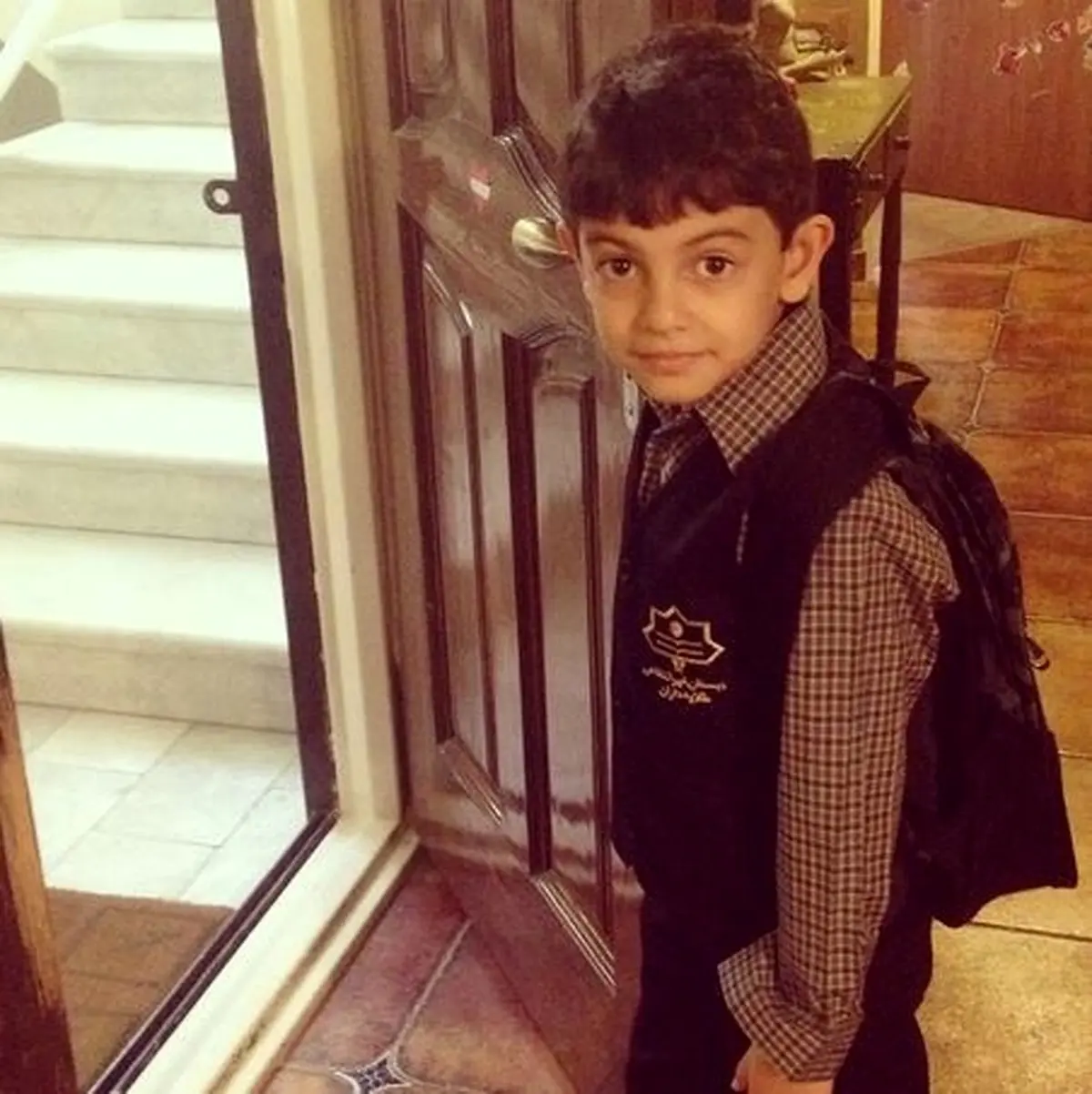 پسر شقایق دهقان با لباس مدرسه /عکس
