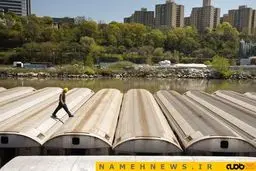 غرق 2500 واگن قطار در اقیانوس اطلس+تصاویر